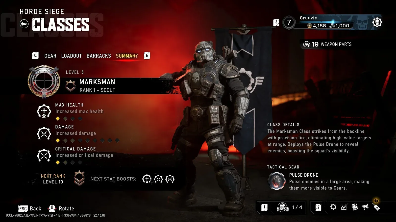 Marksman summary displays the Pulse Drone description