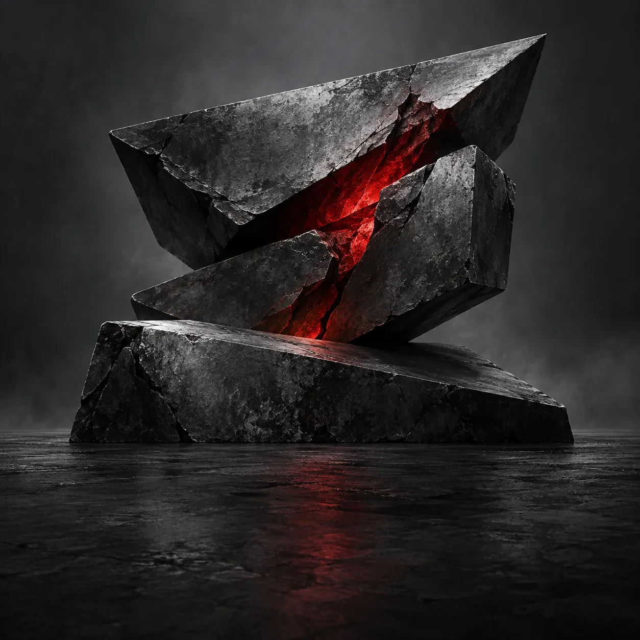 Abstract AI-generated fractured steel decoration