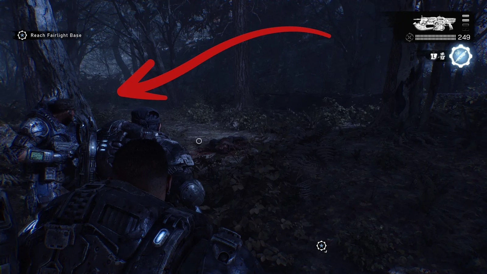 Approach to the COG Army Knife search area in Act 3 Stranded