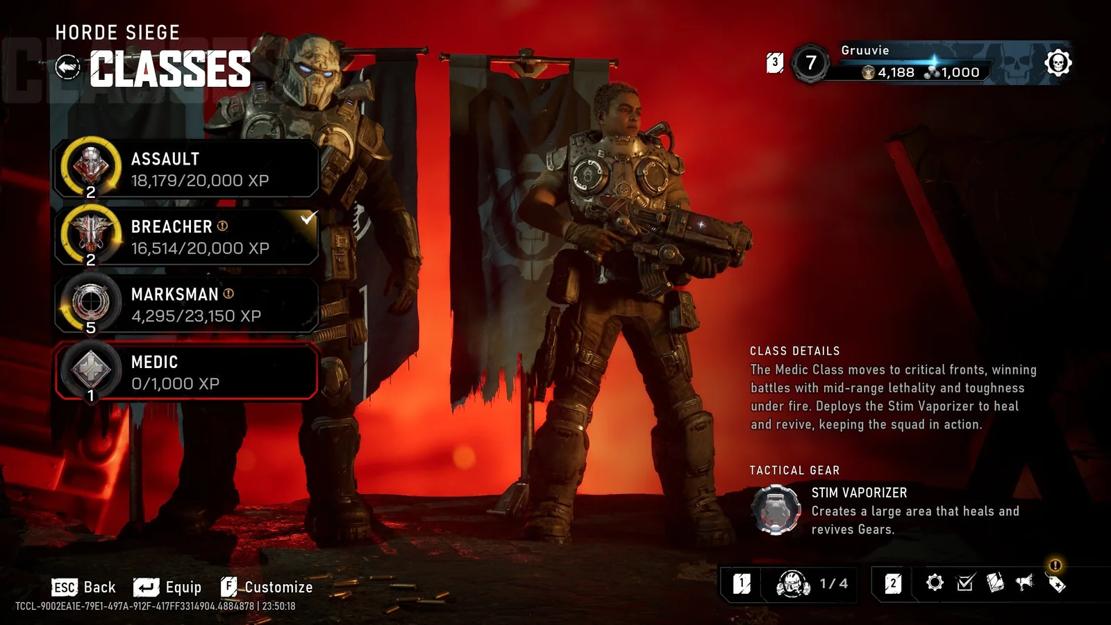 Horde class menu showing account Player Level beside separate class levels and XP