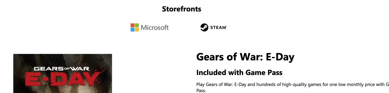 Official E-Day page showing separate Microsoft and Steam storefront links