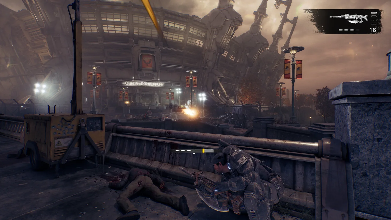 Breechshot active reload timing bar in a cover combat scene