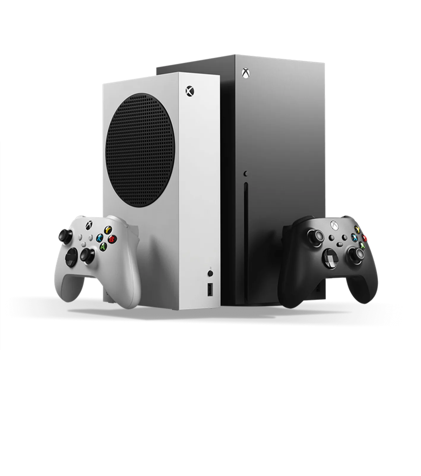Front view of Xbox Series X and Series S consoles